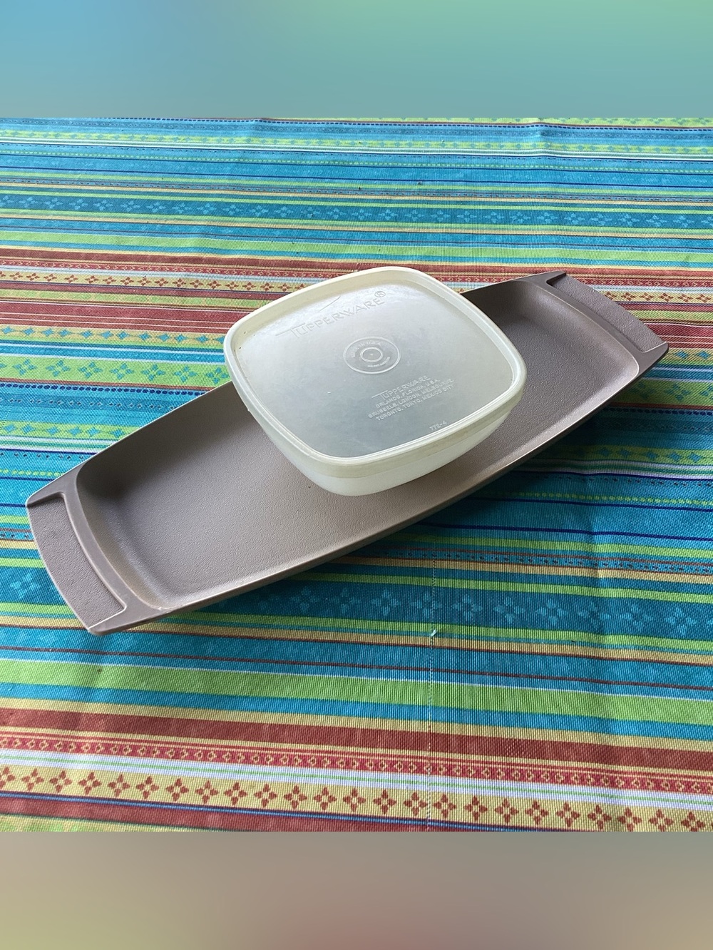 Tupperware Vintage Serve-Ette Snack Tray with Square Bowl